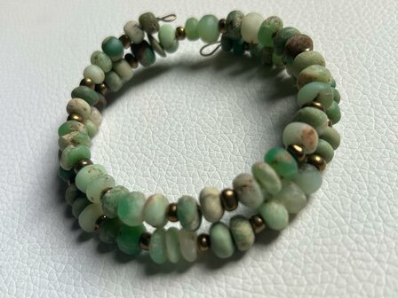 Wikkelarmband van prachtig chrysopraas 