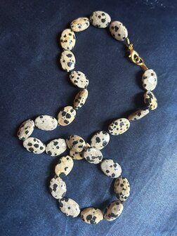 Ketting met gefaceteerde ovalen dalmati&euml;r jaspis